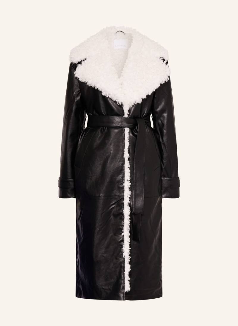 Leger Studio Mantel Janique In Lederoptik Mit Kunstfell schwarz von LeGer Studio