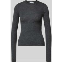 LeGer by Lena Gercke Strickpullover aus Wolle mit Stitching Modell 'Corin Jumper' in Anthrazit, Größe 38 von LeGer by Lena Gercke