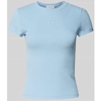 LeGer by Lena Gercke T-Shirt mit Label-Stitching - LeGer Studio Kollektion in Hellblau, Größe 42 von LeGer by Lena Gercke