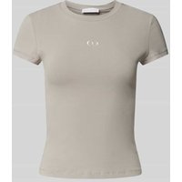 LeGer by Lena Gercke T-Shirt mit Label-Stitching - LeGer Studio Kollektion in Hellgrau, Größe 34 von LeGer by Lena Gercke