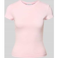 LeGer by Lena Gercke T-Shirt mit geripptem Rundhalsausschnitt Modell 'Franka' in Pink, Größe 38 von LeGer by Lena Gercke