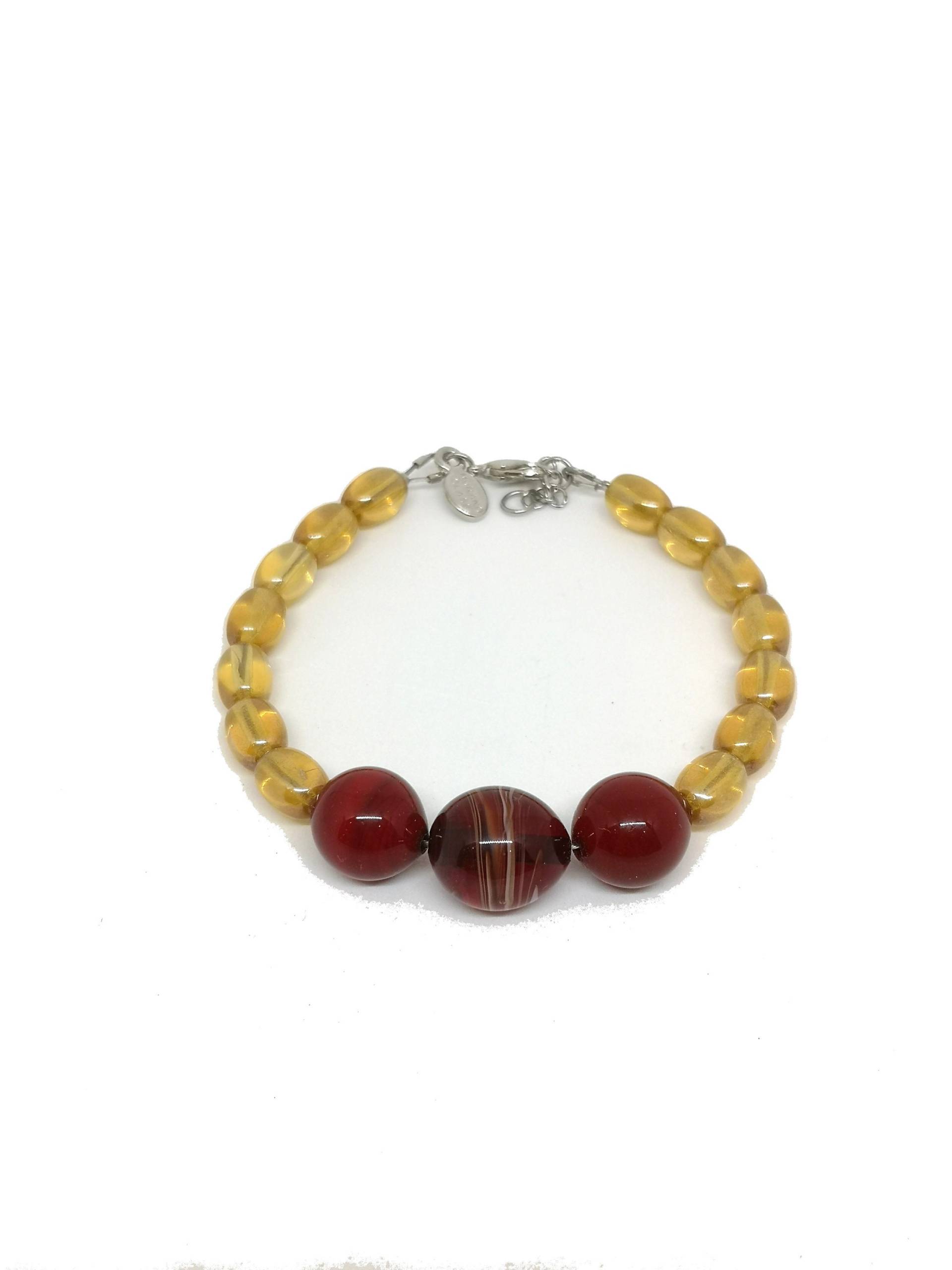 Handgefertigtes Armband Mit Rauchigen Und Burgunderroten Muranoglasperlen von LeGioiediEva