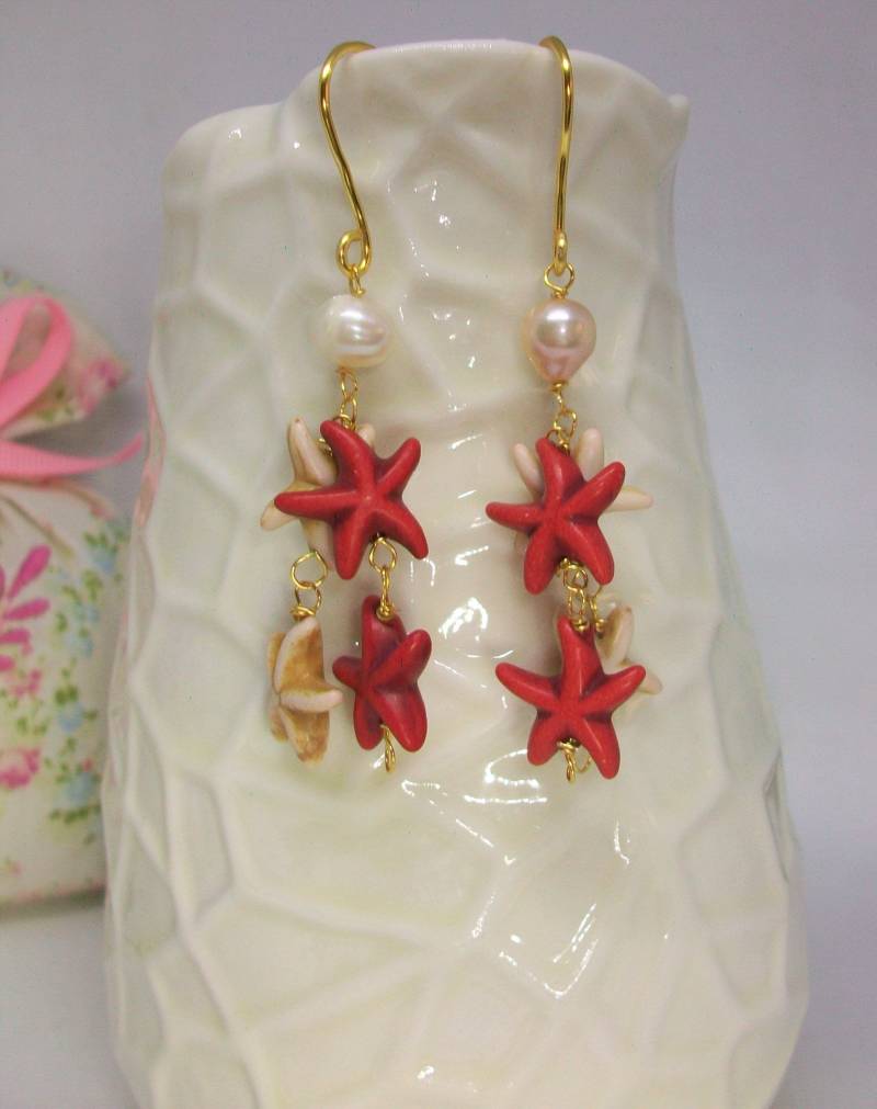 Ohrhänger Mit Zuchtperlen Und Seesternanhängern, 65 Mm von LeGioiediFramarida