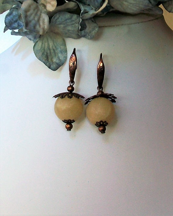 Tropfenohrringe Aus Quarz Und Kupferperlen, 45 Mm Tropfenohrringe Aus Quarz Und Kupferperlen, 45 Mm von LeGioiediFramarida