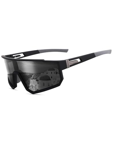 LeKuni Sonnenbrille Herren Damen Kinder, Schnelle Brille, Fahrradbrille Polarisiert UV400- Sportbrille - Laufbrille - Sunglasses Men - Ski, Baseball, Angeln, Rennrad, Sport Brille -Schwarz von LeKuni