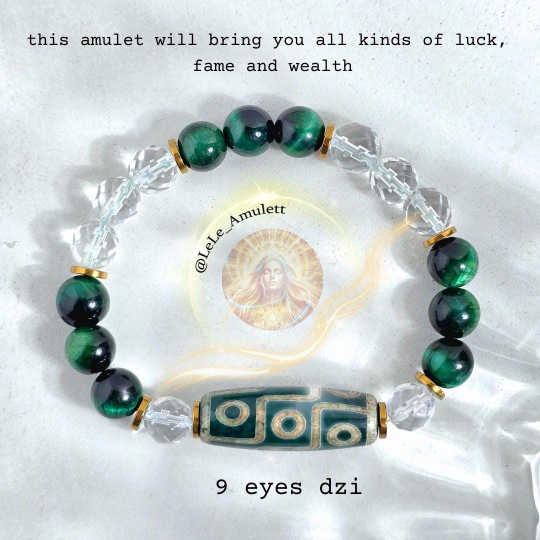 Kraftvolles Amulett 9-Augen-Dzi-Armband/Dzi-stein Talisman Für Bekanntheit, Anerkennung Und Wohlstand Dzi Perle Armband-Glücksbringer Kraftvolles Amulett 9-Augen-Dzi-Armband/Dzi-stein Talisman Für Bekanntheit, Anerkennung Und Wohlstand Dzi Perle Armband-Glücksbringer von LeLeAmulett