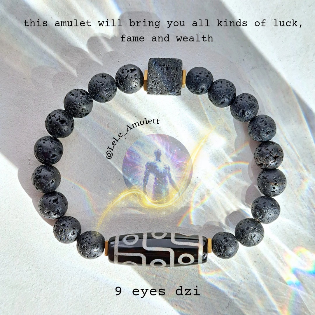 Kraftvolles Amulett 9-Augen-Dzi-Armband/Dzi-stein Talisman Für Bekanntheit, Anerkennung Und Wohlstand Dzi Perle Armband Mit Lavastein Kraftvolles Amulett 9-Augen-Dzi-Armband/Dzi-stein Talisman Für Bekanntheit, Anerkennung Und Wohlstand Dzi Perle Armband Mit Lavastein von LeLeAmulett