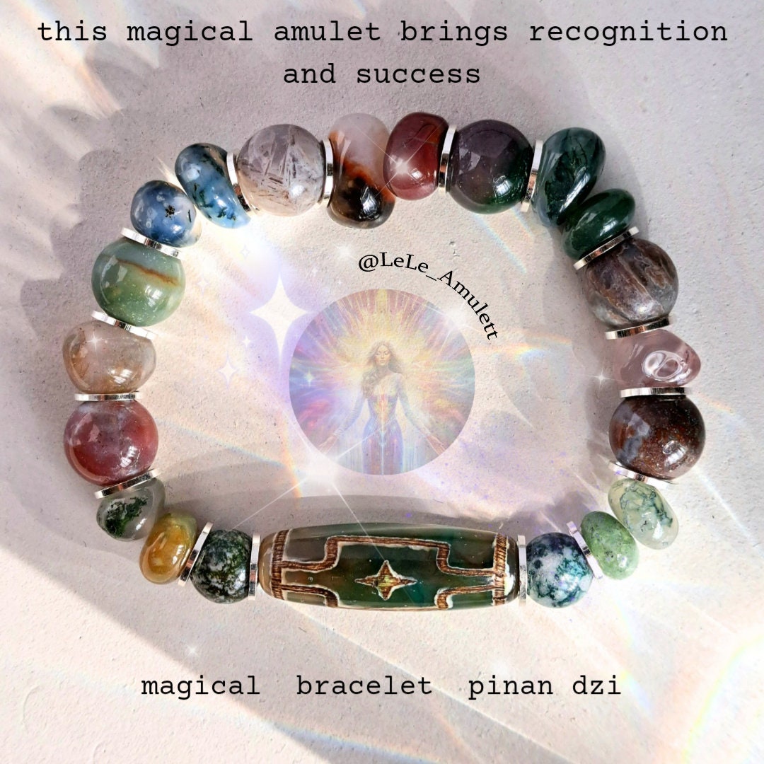 Pinan-stern Dzi - Amulett Für Erfolg Und Anerkennung, Wohlstand Reichtum/Armband Mit Dzi-stein Aus Einer Mischung Von Edelsteine Pinan-stern Dzi - Amulett Für Erfolg Und Anerkennung, Wohlstand Reichtum/Armband Mit Dzi-stein Aus Einer Mischung Von Edelsteine von LeLeAmulett