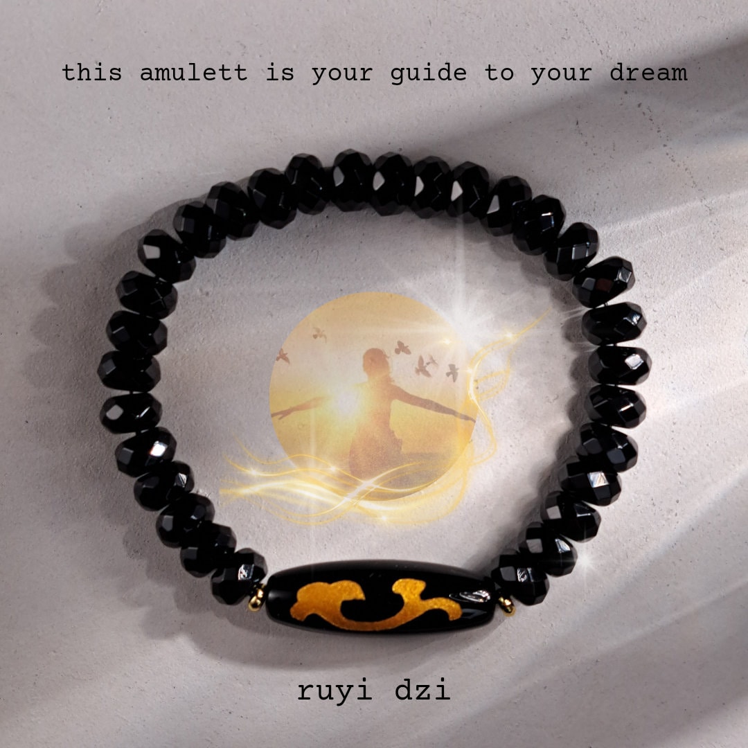 Ruyi Dzi Perle Armband/Wunsch Amulett Zauber/ Spirituellen Schutz Aus Achat Schwarz Ruyi Dzi Perle Armband/Wunsch Amulett Zauber/ Spirituellen Schutz Aus Achat Schwarz von LeLeAmulett