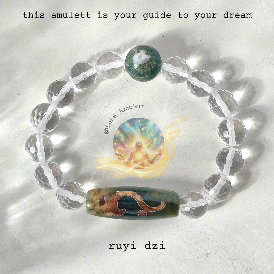 Ruyi Dzi Perle Armband/Wunsch Amulett Zauber/ Spirituellen Schutz Stein Aus Bergkristall Ruyi Dzi Perle Armband/Wunsch Amulett Zauber/ Spirituellen Schutz Stein Aus Bergkristall von LeLeAmulett