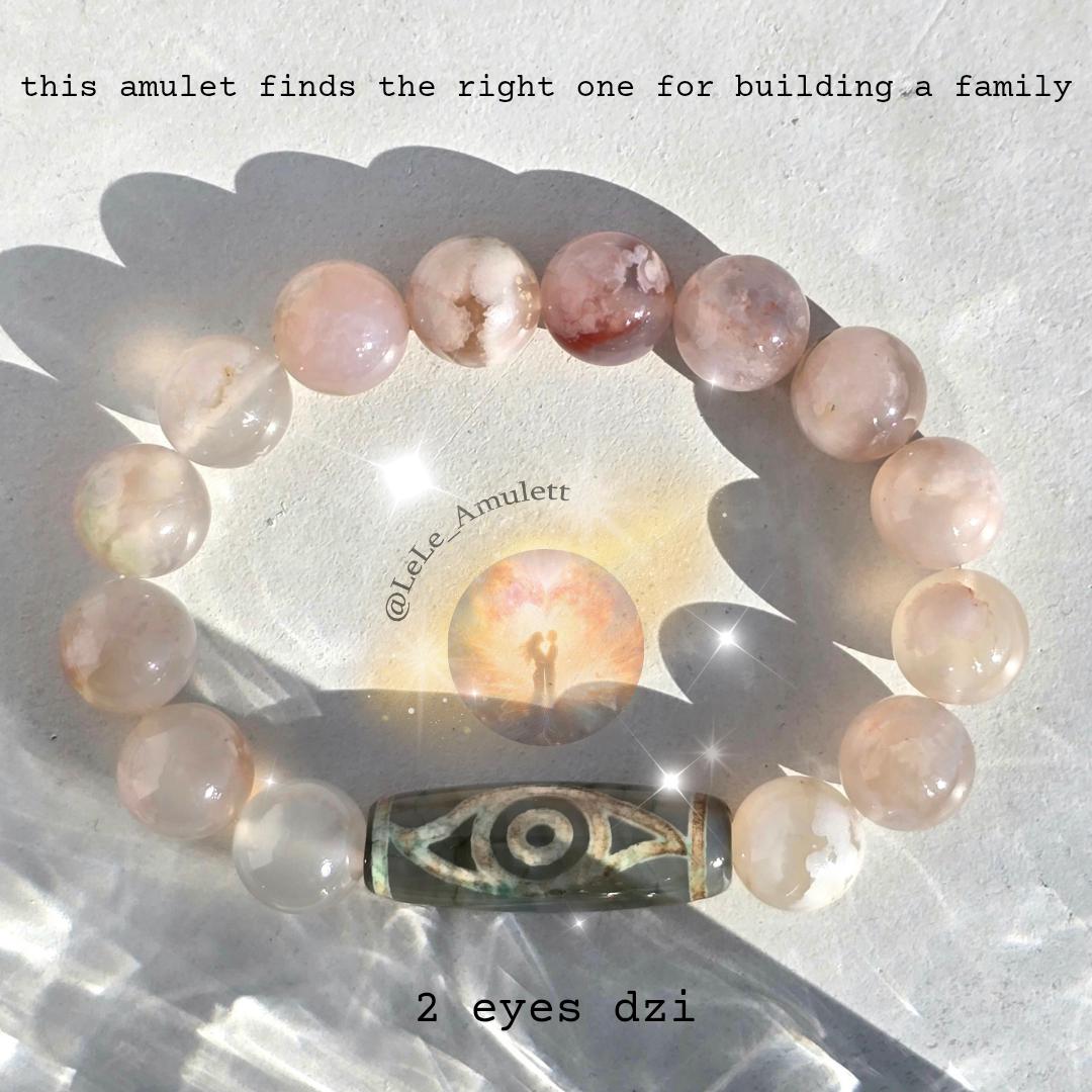 Wahre Liebe Finden/Dzi-Perle 2 Augen Des Phönix/ Amulette Für Spirituelle Partnerschaft/ Liebeszauber Amulett/Armband Kirschblüte Achat Wahre Liebe Finden/Dzi-Perle 2 Augen Des Phönix/ Amulette Für Spirituelle Partnerschaft/ Liebeszauber Amulett/Armband Kirschblüte Achat von LeLeAmulett