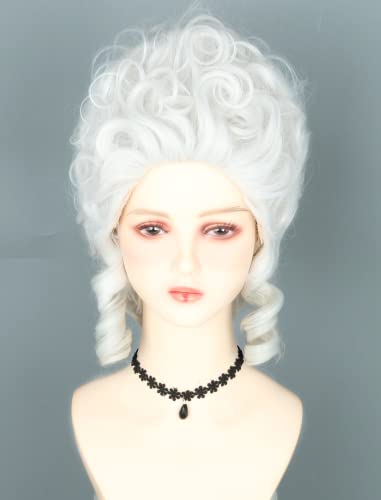 LeMarnia Weiß 18th Century Königin Perücke Honeycomb Perücke Lockige Retro Perücken Halloween Cosplay Kostüm Perücken von LeMarnia