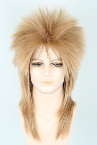 LeMarnia 80er Jahre Herren Rocker Punk Popstar Vokuhila Perücke Halloween Party Kostüm Perücke von LeMarnia