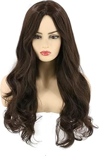 LeMarnia Braun Frauen lange Wellige lockige Hitzebeständige synthetische Perücke Halloween Alltag Party Kostüm Perücke von LeMarnia