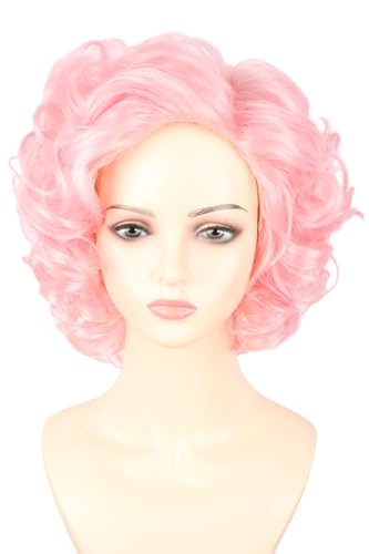 LeMarnia Damen Rosa Kurz Lockig Synthetische Perücke Halloween Kostüme Perücke von LeMarnia