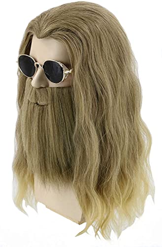 LeMarnia Herren Cosplay Perücke und Bart Lang Gelockt Perücke Halloween Kostüm Perücken von LeMarnia