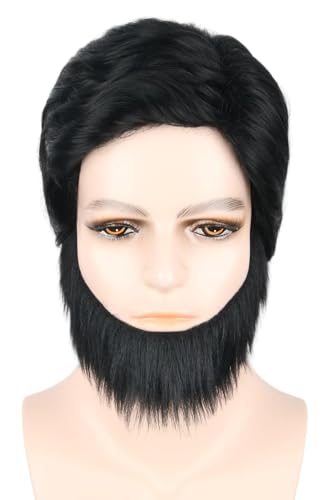 LeMarnia Herren Schwarze Kurze Perücken ud Bart Halloween Kostüm Perücken von LeMarnia