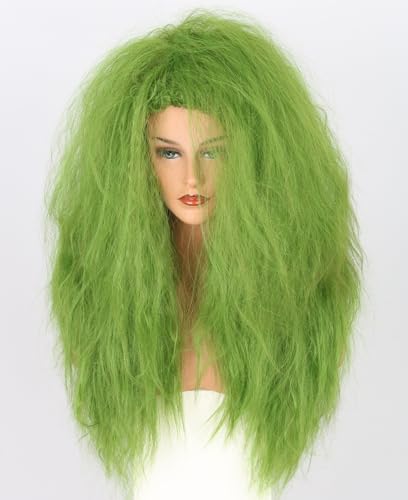 LeMarnia Damen Lange lockige Perücke Grüne Hexe Perücke Halloween Kostüm Perücke von LeMarnia