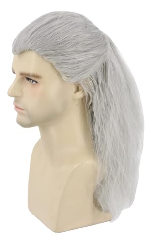 LeMarnia Männer lange lockige graue Perücke Wizard Perücken Halloween Cosplay Kostüm Perücke von LeMarnia