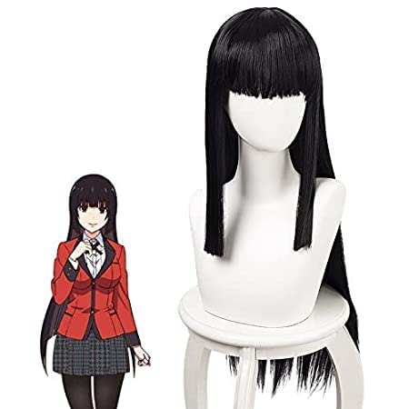 LeMarnia Schwarze lange gerade Ponyperücke für Cosplay Jabami Yumeko Perücke Halloween Kostüm Party Perücke von LeMarnia