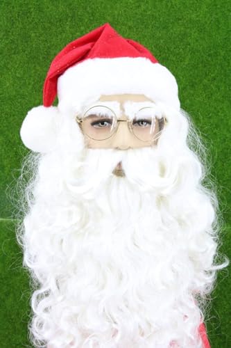 LeMarnia Weihnachtsmann Perücke und Bart Set Lange weiße alte Mann Perücke Wizard Perücke Kostüm Zubehör Weihnachtsmann Set für Männer von LeMarnia
