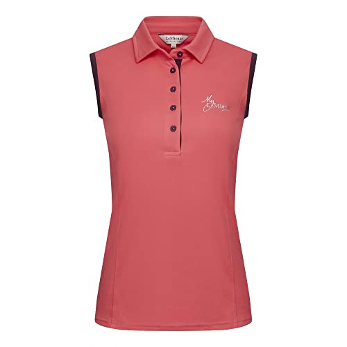 LeMieux Ärmelloses Poloshirt – Schmeichelhaft Slim Fit Button Up Activewear – Damen ärmelloses Oberteil – schnell trocknender Stoff – belüfteter Saum, Papaya, 38 von LeMieux