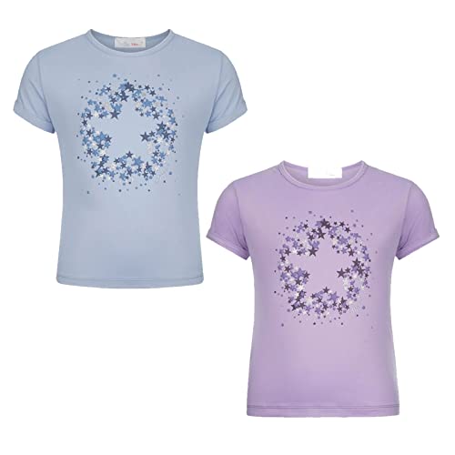 LeMieux Mini Lexi T-Shirt in Glyzinie, superweicher recycelter Stoff, kastige Passform, kurzärmeliges Oberteil, Sterngrafik mit Glitzerdruck, Nebel, 7-8 Jahre von LeMieux