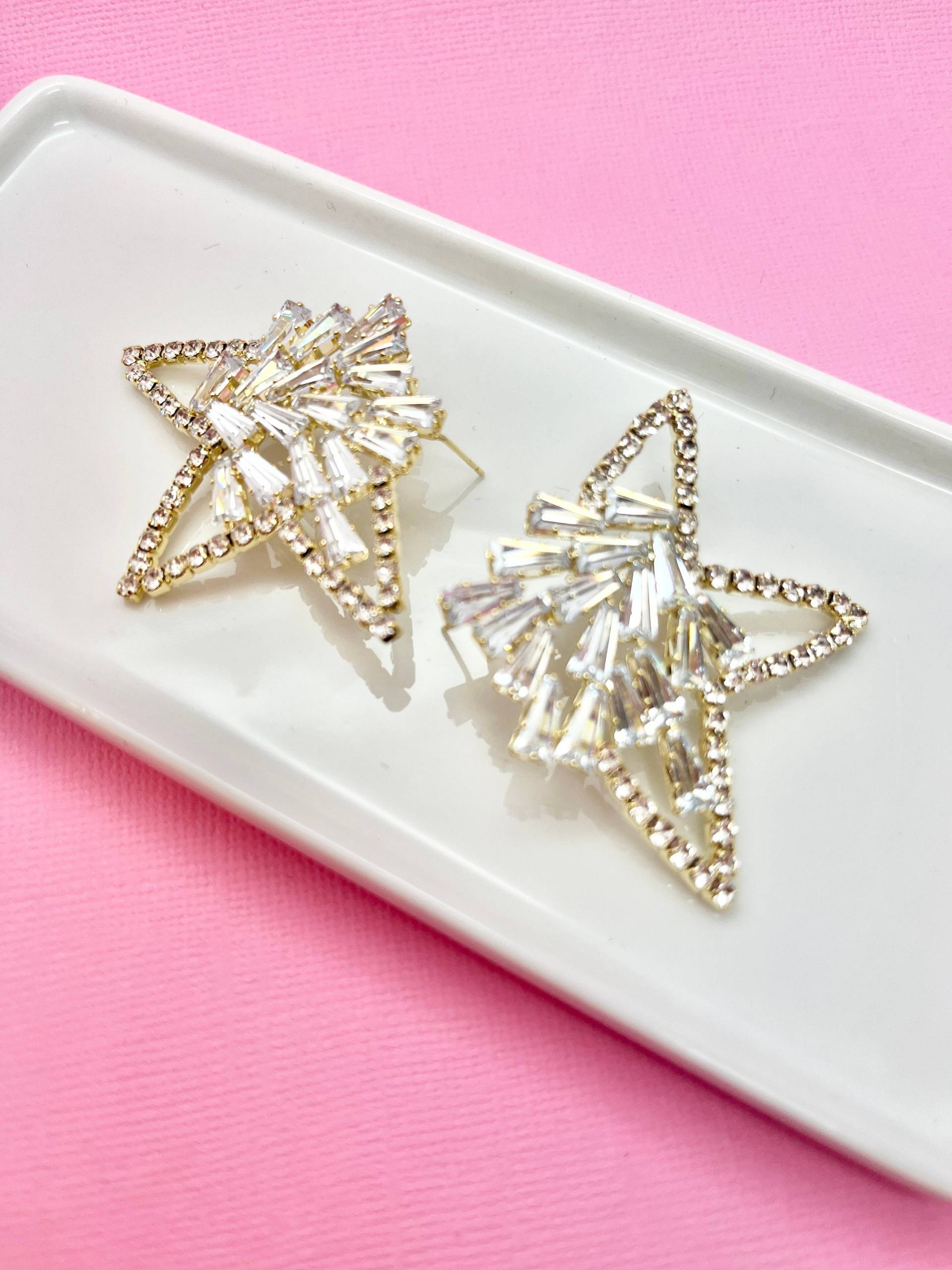 Kristall Stern Statement Ohrringe 18K Gold Plated Kristall Stern Statement Ohrringe 18K Gold Plated von LePetitBijouBoutique