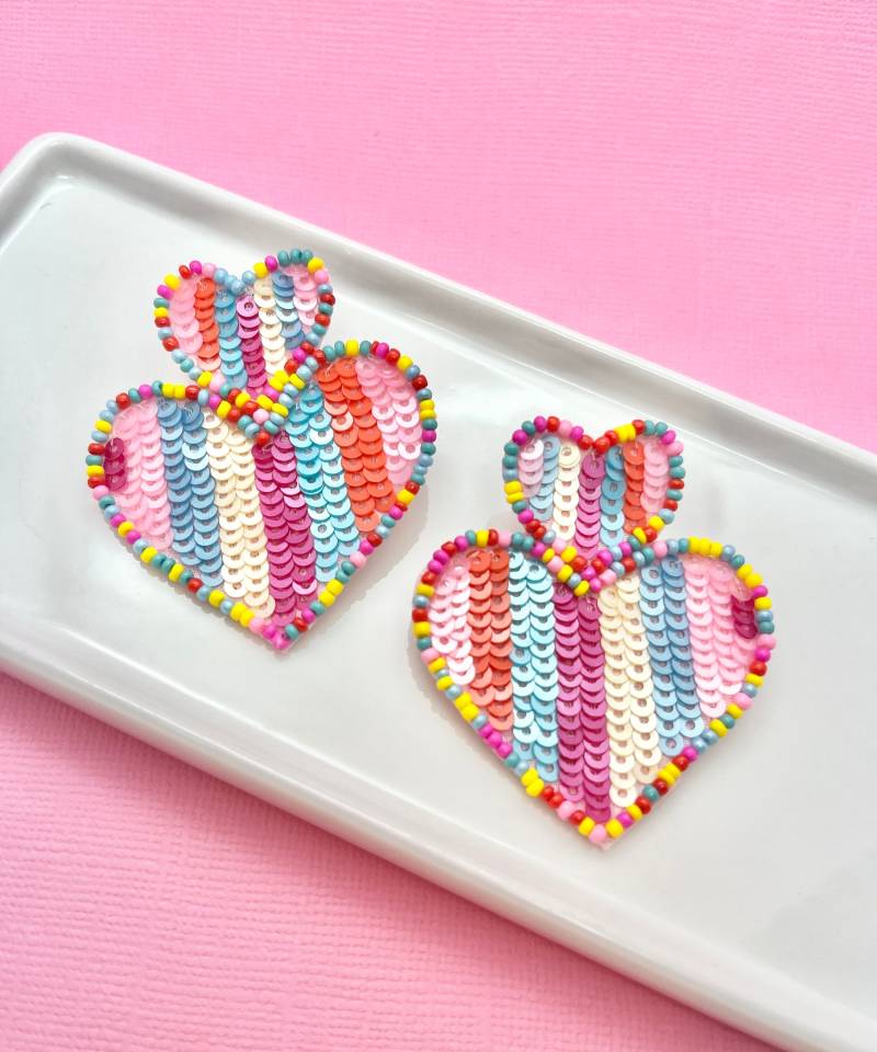 Regenbogen Pailletten Herz Ohrringe Valentinstag Schmuck Regenbogen Pailletten Herz Ohrringe Valentinstag Schmuck von LePetitBijouBoutique