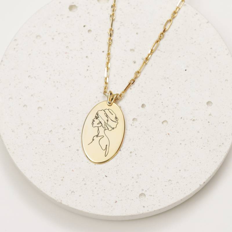 Frau Gesicht Halskette - One Line Mädchen Abstrakte Schmuck Art Schmuck, Zierliche Sterling Silber von LePetitMagique