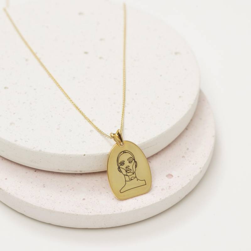 One Line Art Schmuck - Frauen Gesicht Halskette Girl Abstrakte Zierliche Sterling Silber von LePetitMagique