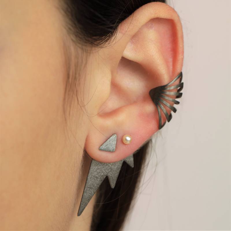 Set Jacke Und Manschette Ohrring, Sterling Silber Ohrringe, Ohrmanschette, Ohrring von LePetitMagique