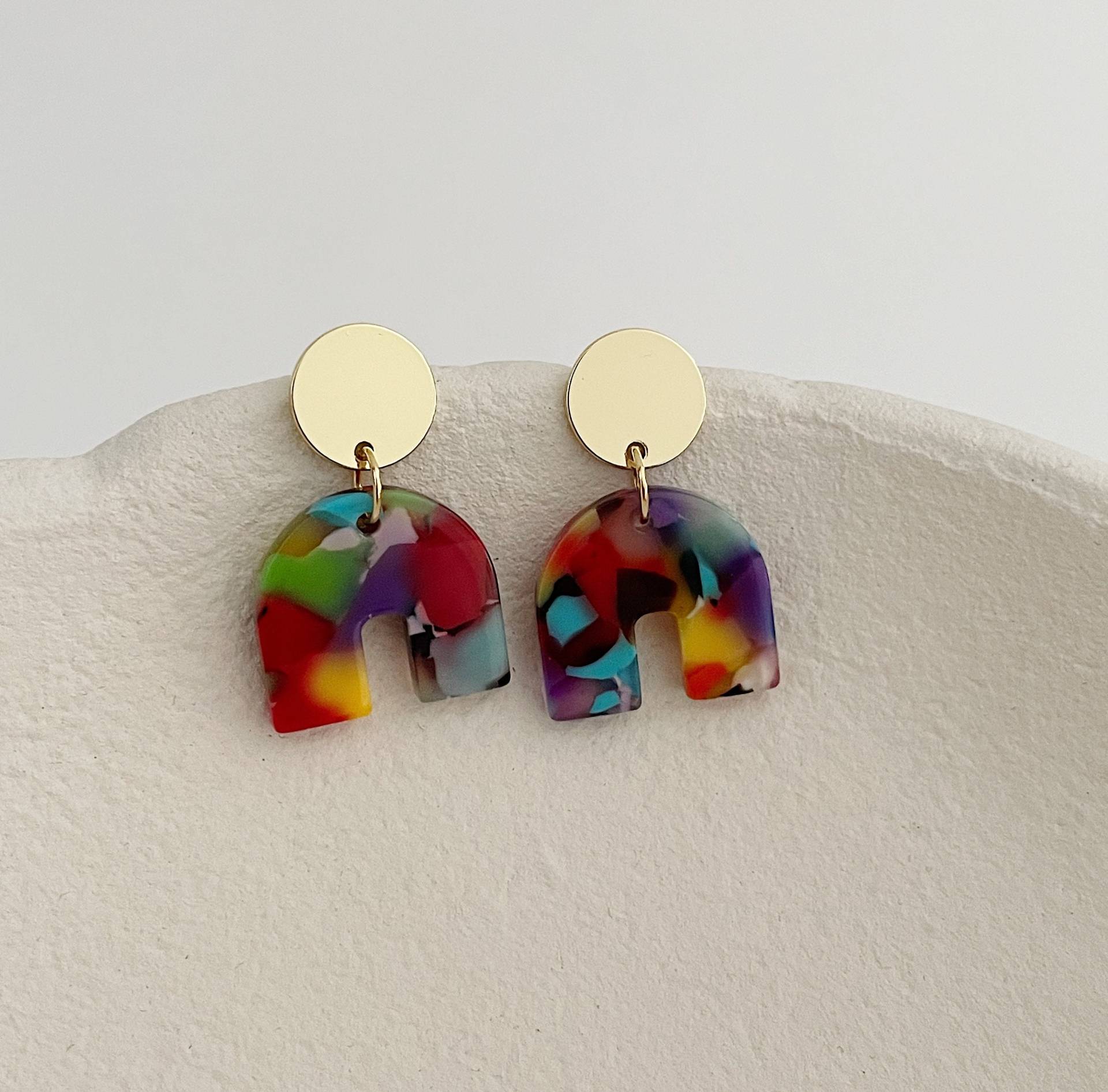 statement Ohrhänger Ohrringe Bunt Gold Celluloseacetat statement Ohrhänger Ohrringe Bunt Gold Celluloseacetat von LePetitParadis