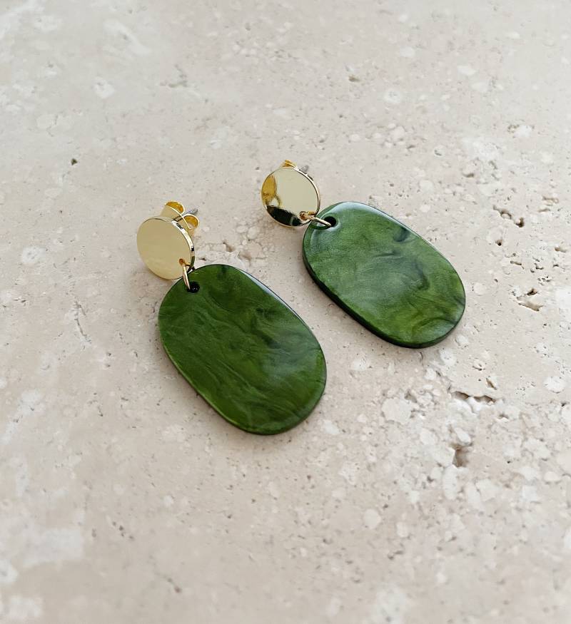 statement Ohrhänger Ohrringe Grün Gold von LePetitParadis