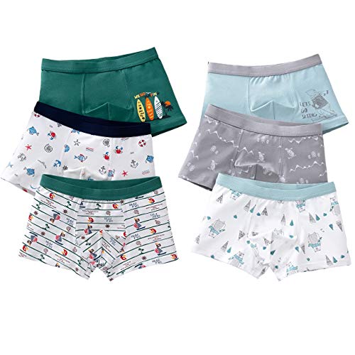 LeQeZe Jungen Boxershorts Unterhosen 6 Pack Baumwolle Unterwäsche Schlüpfer Gr.98-104 von LeQeZe