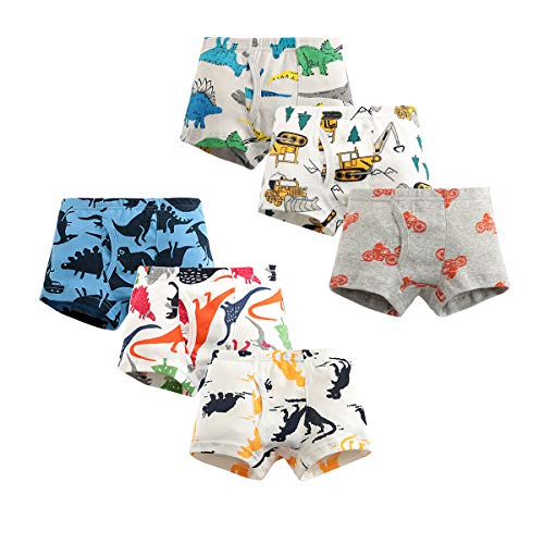 LeQeZe Jungen Boxershorts Unterhosen 6er-Pack Kinder Unterhose Dinosaurier Baumwolle Unterwäsche Größe 104-110 von LeQeZe