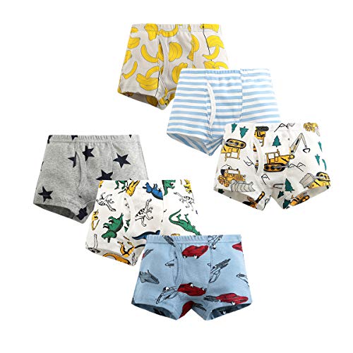 LeQeZe Jungen Boxershorts Unterhosen 6er-Pack Kinder Unterhose Dinosaurier Baumwolle Unterwäsche Größe 98 von LeQeZe