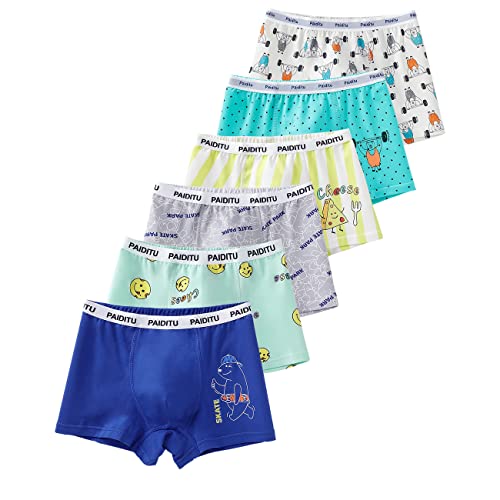 LeQeZe Jungen Boxershorts Unterhosen Baumwolle Kinder Boxer Unterwäsche 6er-Pack Gr.122-128 (Multicolor Blue,Etikett 130) von LeQeZe