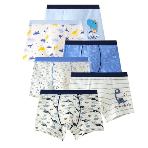 LeQeZe Jungen Boxershorts Unterhosen Baumwolle Kinder Boxer Unterwäsche 6er-Pack Gr.134-140 von LeQeZe