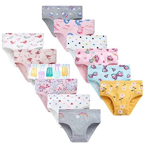 LeQeZe Mädchen Unterhosen Slips Reine Baumwolle 12er-Pack Mädchen Unterwäsche 92(Girls Briefs-02,Etikett 100) von LeQeZe