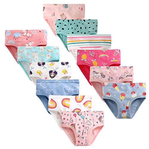 LeQeZe Mädchen Unterhosen Slips Reine Baumwolle 12er-Pack 92(Girls Briefs-03,Etikett 100) von LeQeZe