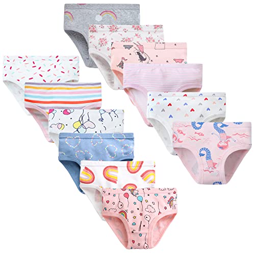 LeQeZe Mädchen Unterhosen Slips Reine Baumwolle 12er-Pack Mädchen Unterwäsche 110-116(Girls Briefs-01,Etikett 120) von LeQeZe