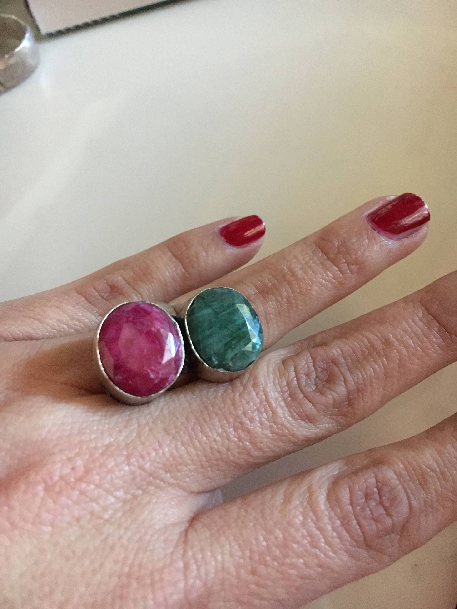 Doppel Ovaler Rubin Silber Ring Doppel Ovaler Rubin Silber Ring von LeRondini