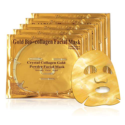 LeSB 5PCS 24K Gold Gel Collagen Facial Masks Sheet Patch Anti Ageing Puffiness Skincare Anti Wrinkle Moisturising, For Deep Tissue Rejuvenation, Spring Summer Cool Feel von LeSB