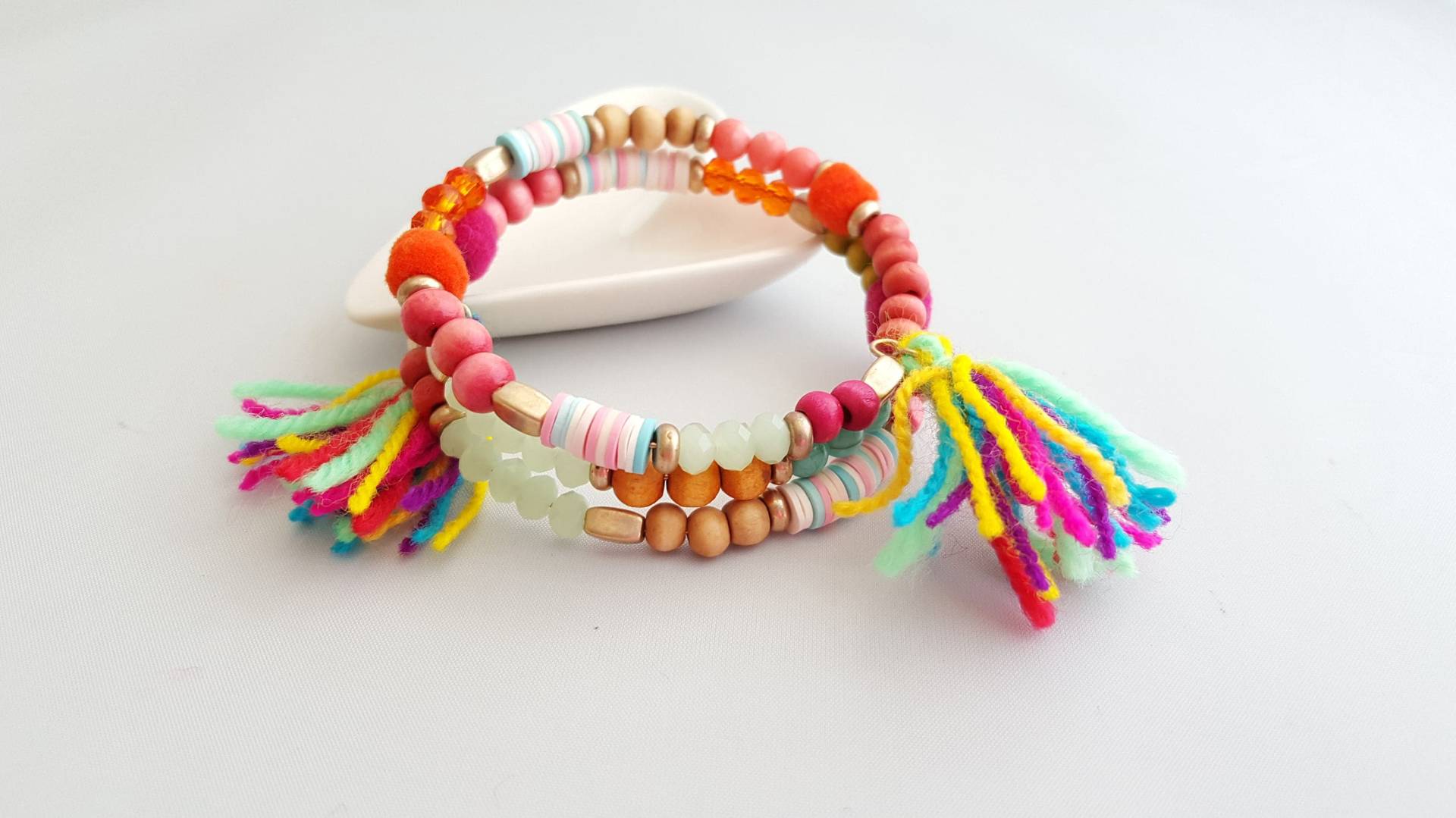 Boho Multi-Bead Quaste Armband Verstellbarer Wickelarmreif von LeSacandChic