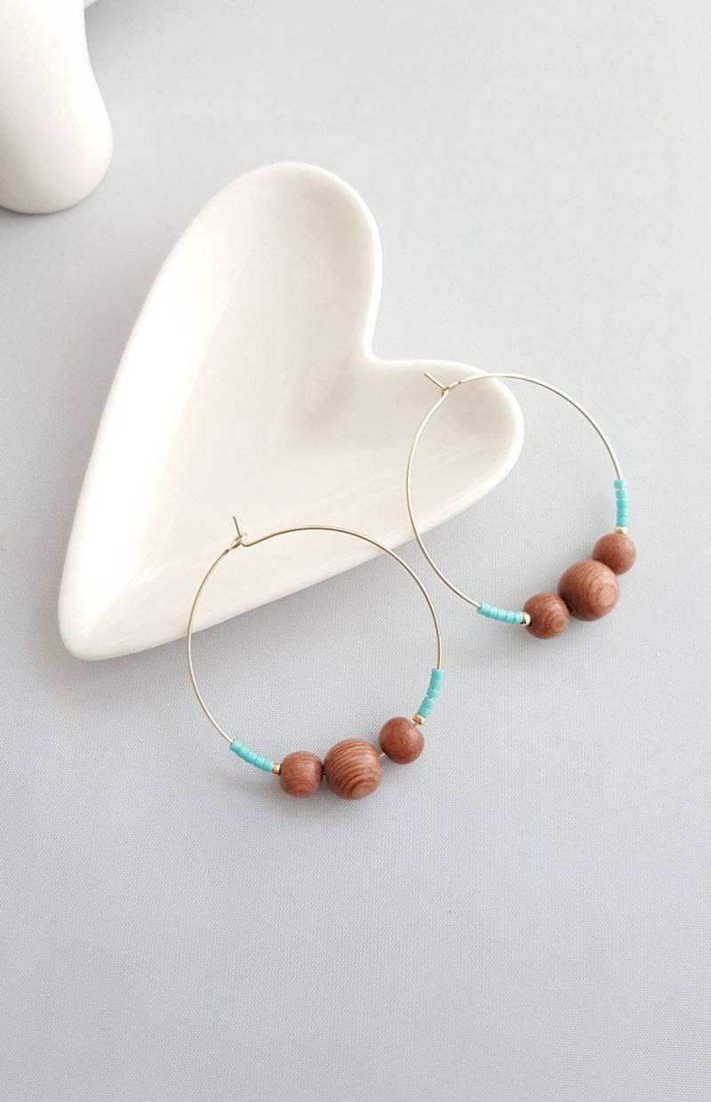 Holzperlen Creolen Boho Ohrringe von LeSacandChic