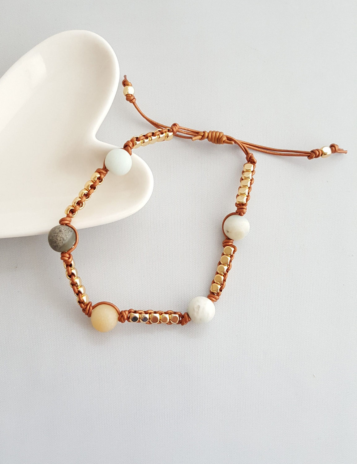 Jade Marmor Stein Geflochtenes Armband Einstellbare Boho Perlen Armband Jade Marmor Stein Geflochtenes Armband Einstellbare Boho Perlen Armband von LeSacandChic