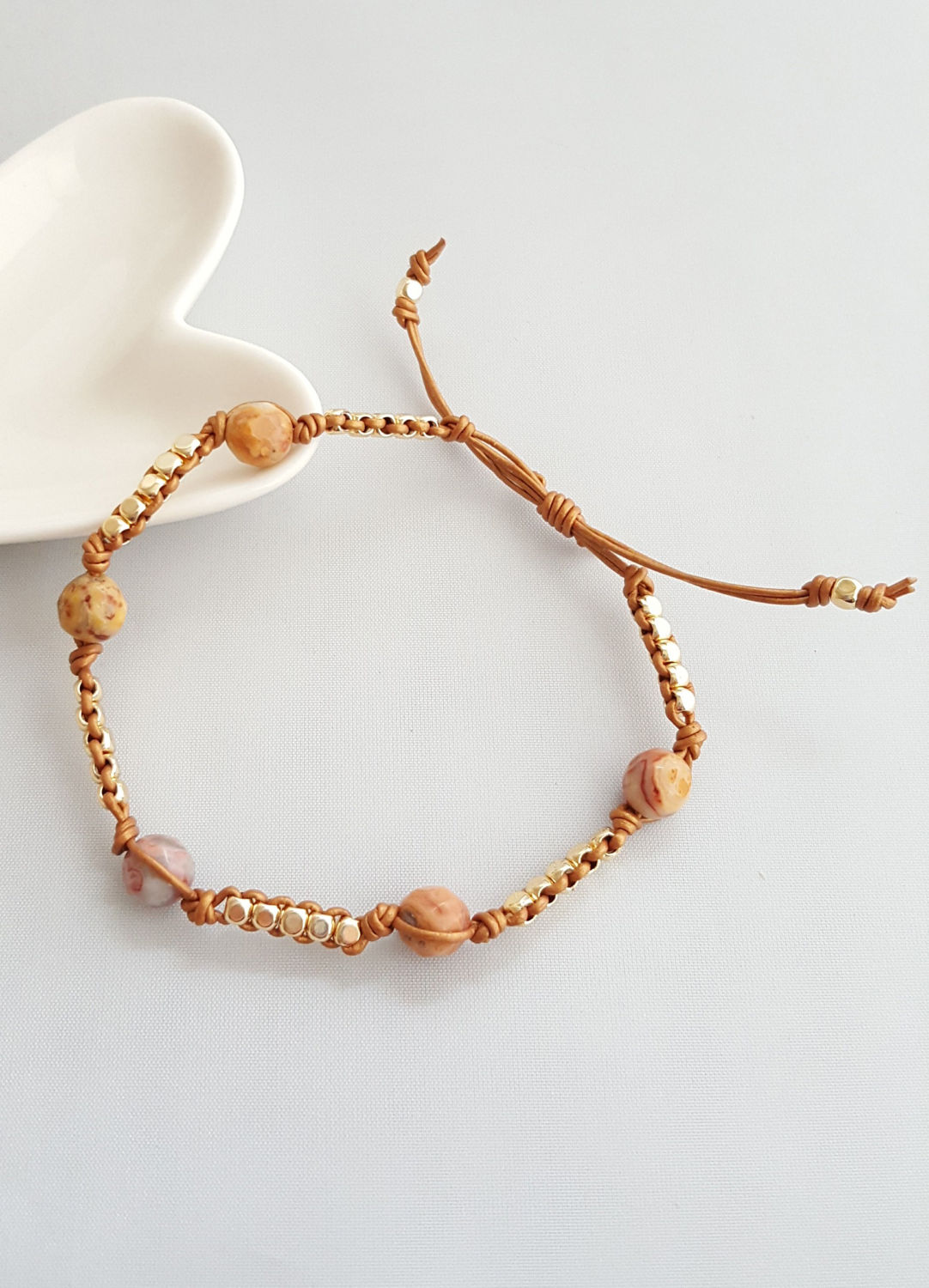 Marmor Stein Perlen Armband Geflochtener Boho Stil Marmor Stein Perlen Armband Geflochtener Boho Stil von LeSacandChic