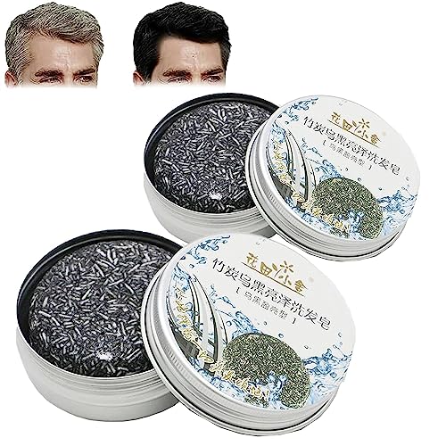 Grau Glanz Seife, Grau Glanz Haar Revitalisierungsbar, Gray Hair Reverse Bar, Haar Verdunkelung Festes Shampoo Seife, Spartan Grauem Haar Reverse Bar für Männer und Frauen (2PCS) von LeSakurla