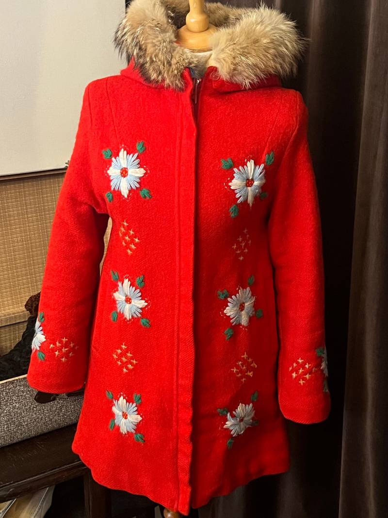 Vtg Original Jacke/Mantel Late 60S Coat Red Vtg Original Jacke/Mantel Late 60S Coat Red von LeSalonVintageDE